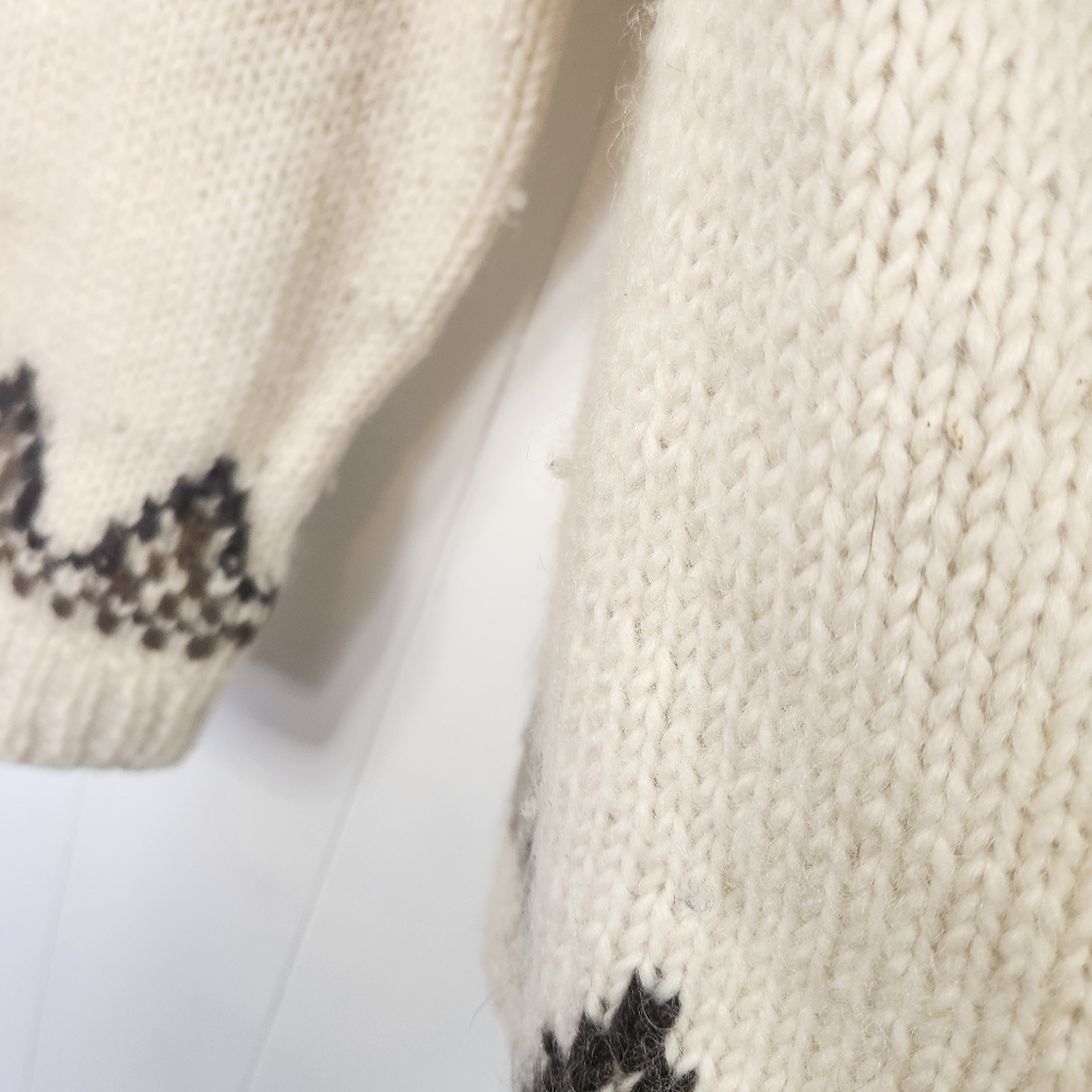Vintage Wool Fair Isle Sweater Nordic Oversized Cardigan Boho Cabin Winter Large - Picture 4 of 9